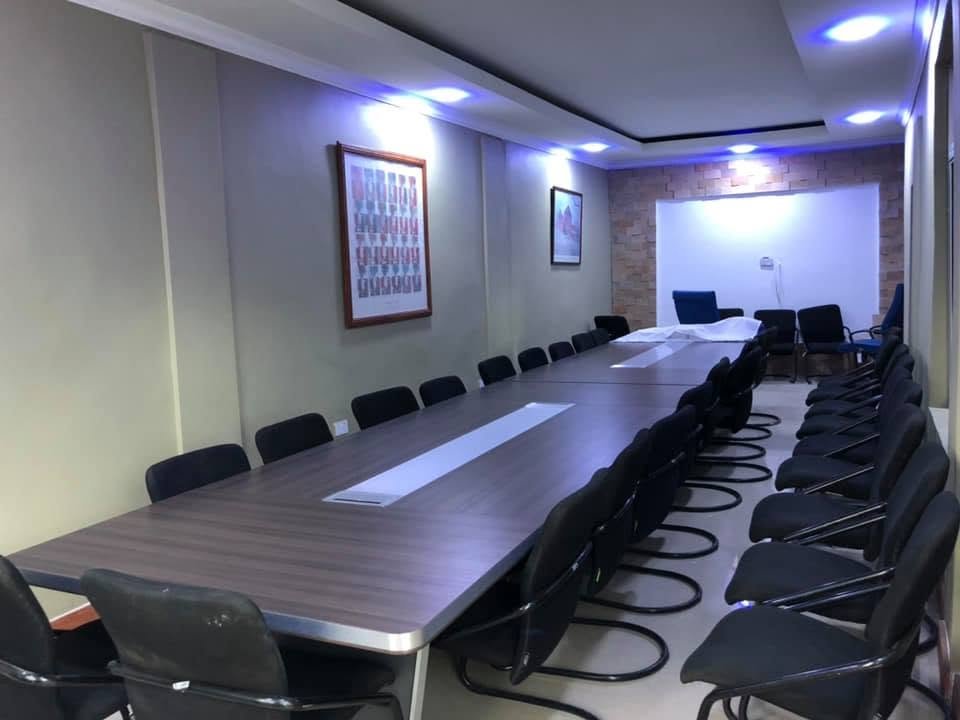 Conference room set up for a corporate meeting